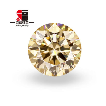Baifu Jewelry Wholesale Price Top Quality Loose Round Light champagne Moissanite