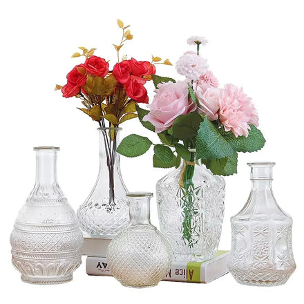 Creative Retro Glass Flower Vase for Simple Living Room Decor Hydroponic Tabletop Small Vase