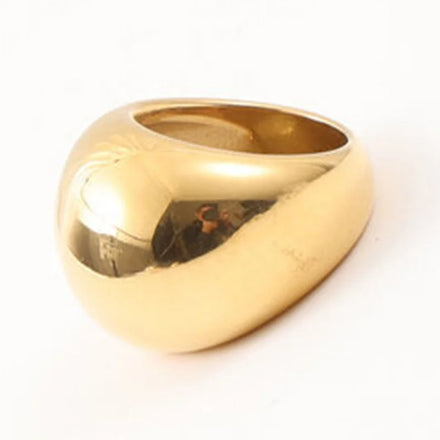 Hot Sale Women Creative Trendy Minimalist Jewelry 18k Gold Plated Stainless Steel Large Cambered Surface Chunky Ring