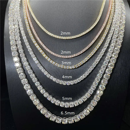 Fine Hip Hop Jewelry Silver 925 VVS Moissanite Chain Diamond Iced Out Cuban Tennis Chain Necklace Bracelet Women's Necklaces