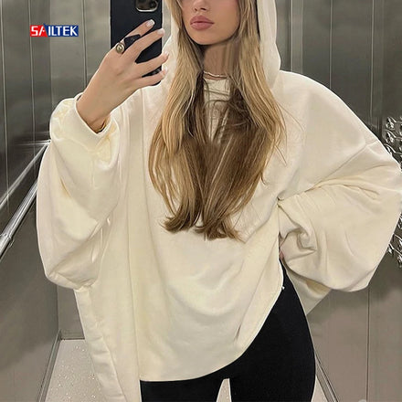 2026 Women Clothing 100% Cotton Jumpers for Women Custom Plus Size Women's Hoodies High Quality Vintage Oversized Hoodie
