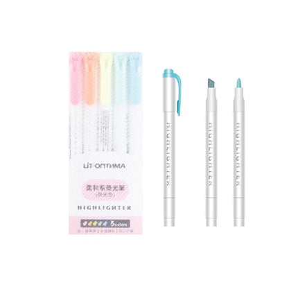 Double Headed Highlighter Marker Pen 5 Colors Kids Stationery Set Color Marker Pen