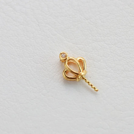 Diamond AU750 Pendant Bail Mounting Pearl Mount for Diy Findings 18K Solid Gold Jewelry Making Jewelry Accessory