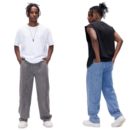 Gingtto New Denim Jeans Pants Men'S Loose High Street Straight Wide Leg Baggy Jeans Men