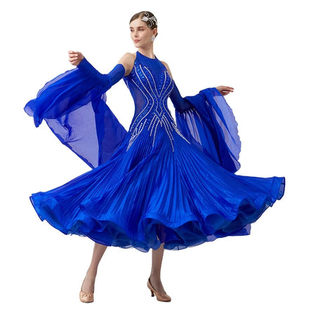 B-23176 Custom New International Standard Ballroom Dance Dress High Quality Pearl Silk Ballroom Dance Dresses for Sale