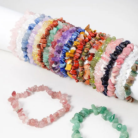 Wholesale Natural Stone Amethyst Green Aventurine Tiger Eyes Gravel Bracelet Crystal Gemstone Jewelry Bracelet