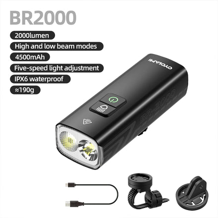 CYCLAMI 2000LM Bike Light USB Rechargeable LED 4500mAh MTB Front Lamp Headlight Cycling Flashlight Bicycle Light Accessories