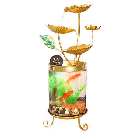2024 New Arrival Luxury Iron Waterfall Feature Decoration Desktop Feng Shui Wheel Circulating Water Fountain for Home Office