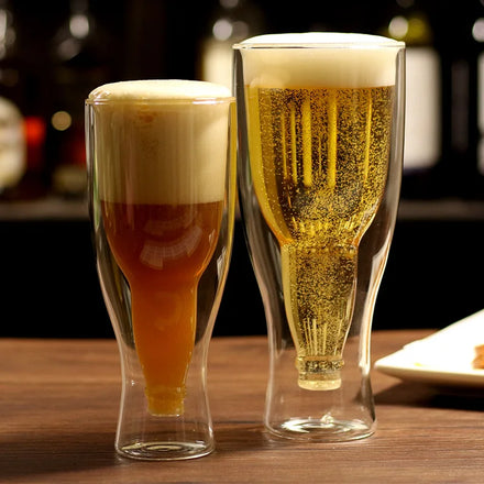 12oz Handmade European Design Double-Walled Borosilicate Insulated Beer Mug Eco-Friendly Clear Heat-Resistant Reusable Frozen