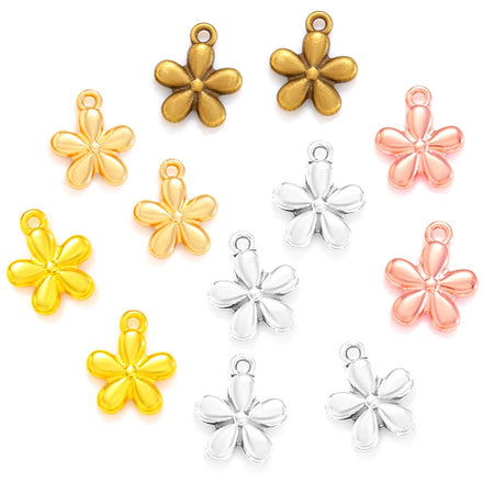 7 Color Exquisite Flower Charm Alloy for Bracelet Necklace Pendant DIY Handmade Jewelry Accessories Making 13*11mm Q1162
