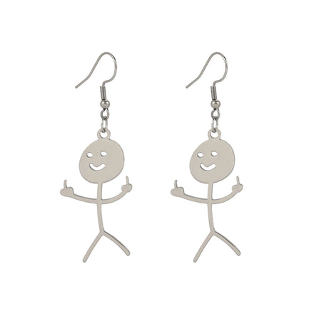 Stickman Drop Earrings PVD Gold Plated Stainless Steel Earring Accessories Spiritual Jewelry