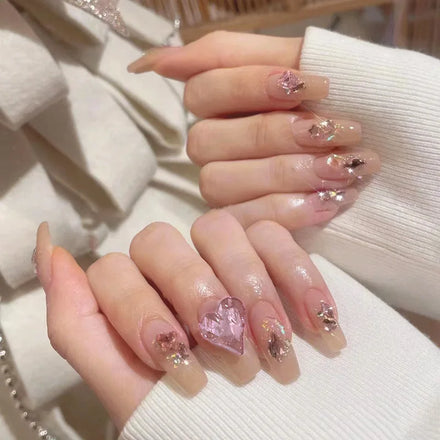 Long Lasting Handmade Press on Nails Heart Quality Best Price Factory Direct Colors Natural Baby Girl Design Logo Customized