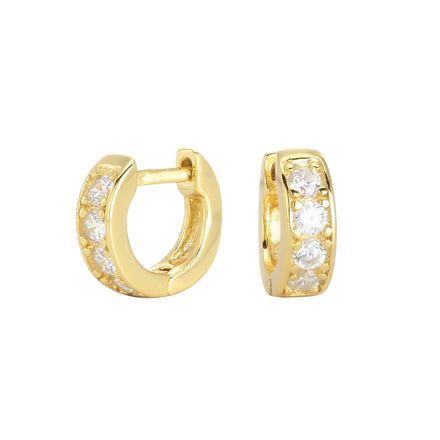 925 Sterling Silver Diamond Huggie 18k Gold Plated Small Cubic Zirconia Hoop Earrings