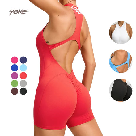 Yoke New Top Selling Halter Butt Lift Buttocks One Piece Flared Bodysuit Fitness Yoga Sports Jumpsuit Yoga Sets for Women