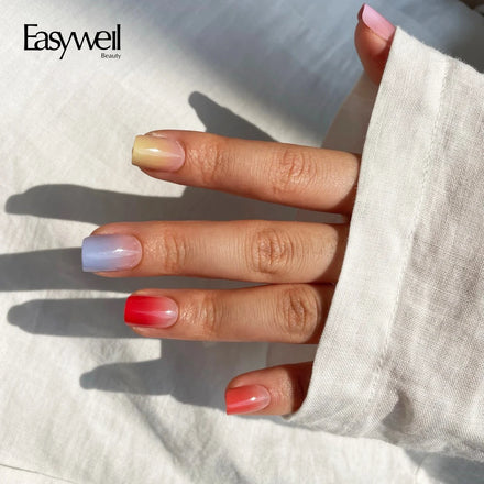 Easywell New Fashion 30Pcs Short Square Soft Gel Gradient Nails Luxury Acrylic Full Cover Glossy Nails Press on Tips Wholesale