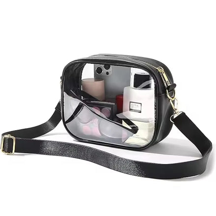 OEM Clear PVC Crossbody Bag Stadium Approved Transparent Shoulder Bag Purses with Removable Strap for Concerts Sports Events