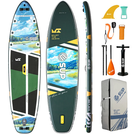 ESUP 11 Feet 6 Inch Inflatable Stand-Up Paddle Board with Basic SUP Features and Drop Stitch Material Including Camera Mount