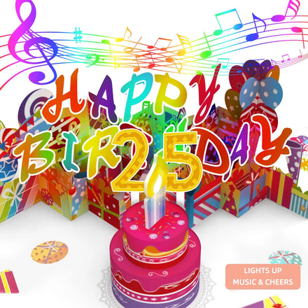 Musical 25TH Birthday Card for Birthday Decorations 25th Birthday Gifts for 25 Years Old Women Men Her Him Friends Sister