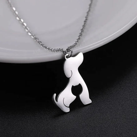 Cute Dog and Cat Pendant Necklace Women Girls Cute Animal Necklace Stainless Steel Jewelry Gift for Friends