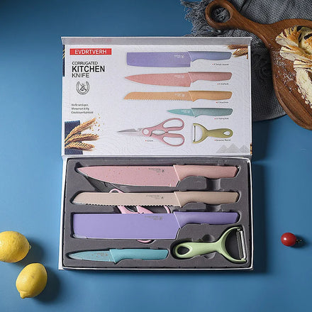 Professional 6pcs Colorful Wheat Straw Fruit Vegetable Knife Set Kitchen Knife Set