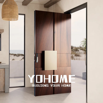 European Morden Style Pivot Wooden Door and Metal Exterior Doors Wood Modern New Designs Real Solid Wood Front Door