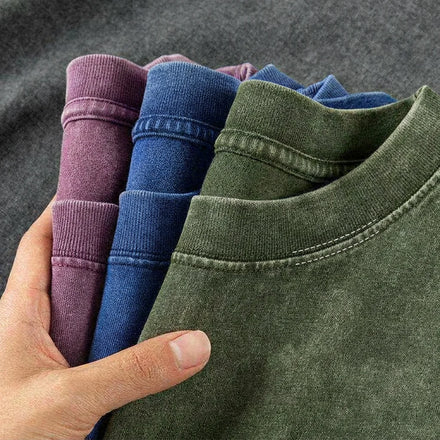 Plus Size Acid Wash 230 Gsm 100% Cotton Drop Shoulder Heavyweight Custom Logo Oversize Washed Men'S Vintage T Shirt
