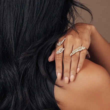 Leaf Cubic Zircon Bracelet Finger Ring Hand Cuff Bangle Adjustable Crystal Palm Bracelet Luxury Charms for Bride