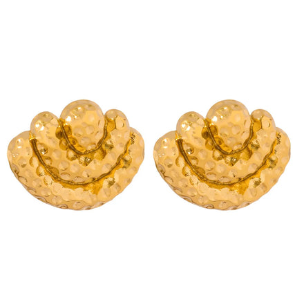Fenny 18K Gold-plated Wholesale Jewelry No Fade Luxury Fashion Retro Chunky Ingot Hoop Stainless Steel Earring for Women