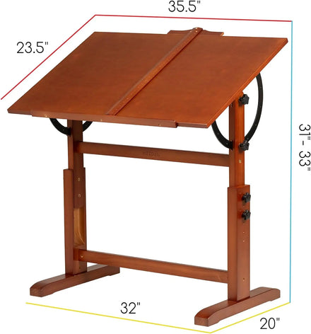 MEEDEN Adjustable Architecture Drawing Table Wooden Engineering Drawing Table