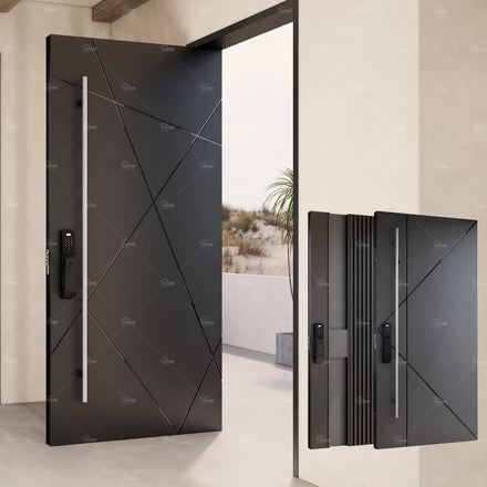 China Luxury House Lobby Cast Aluminum Entrance Pivot Door Modern Outdoor Entry Doors Exterior Security Main Door Designs
