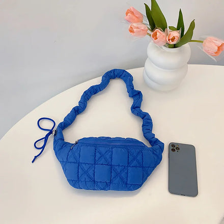 DICHOS New Foreign Trade Down Cotton Fanny Pack Autumn Winter Soft Pleated Clouds Eco-Friendly Animal Print Outdoor Use