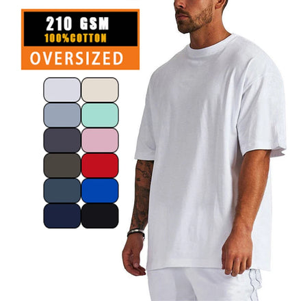 100% Cotton Streetwear Crew Neck 210 Gsm Blank T Shirt Oversize Boxy Drop Shoulder T-Shirt
