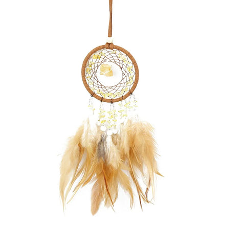 Factory Sale Natural Crystal Dream Catcher Handmade Hanging Car Dream Catcher Crystal Feather Dreamcatcher Home Decoration