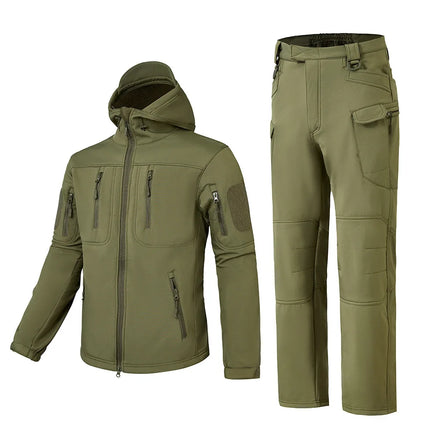 ESDY Men's Camouflage Soft Shell Jacket Pants X7 Sets Tactical Outdoor Training Uniform Printed Polyester Cotton Blend Knitted