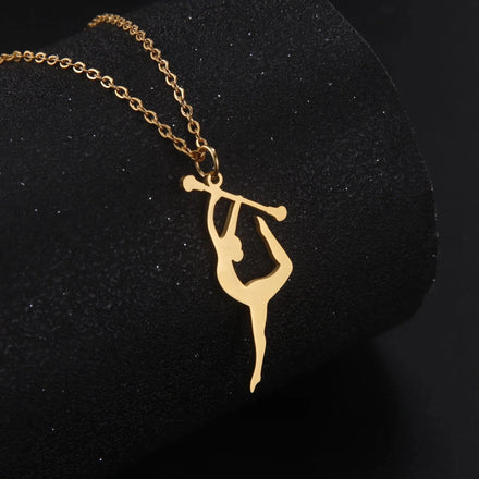 Gymnastics Design Necklace for Women Girls Fashion Sports Pendant Stainless Steel Jewelry Dancer Gymnast Birthday Gifts