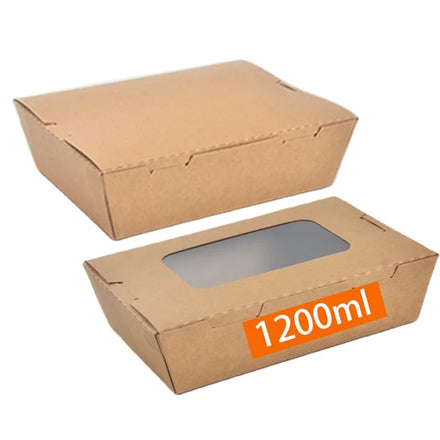 OEM Custom Eco-Friendly 1200ml Kraft Paper Multi-Compartment Disposable Food Packaging Box for Sushi Sandwiches & More