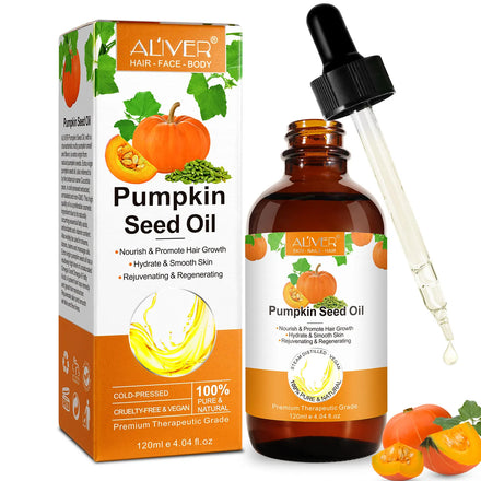 ALIVER 120ml Pure Natural Cold Pressed Pumpkin Seed Oil for Hair Growth Hydrating Scalp Nourishing