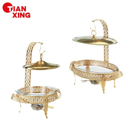 2025 New Products Buffet Stove Chefing Dish Food Warmer Decorative Fancy Chafing Dish Glass Metal Chafing Dishes for Catering