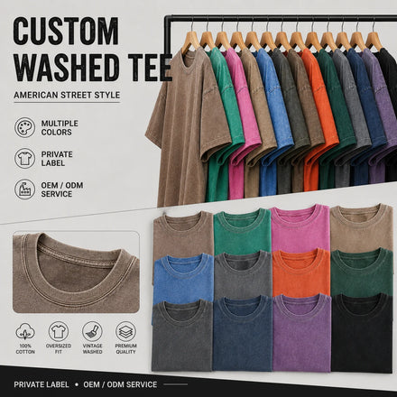 Wholesale Acid Washed T Shirts Unisex Vintage 230 Gsm Cotton Oversized Screen Print Mens Streetwear High Quality