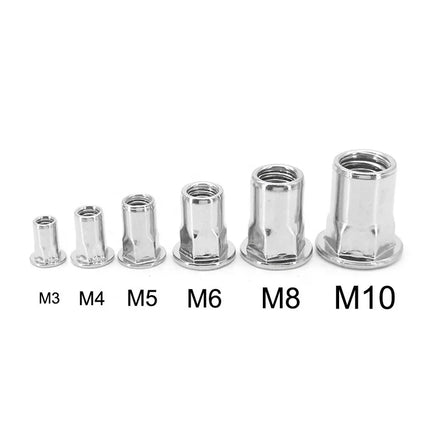 Dongguan M3-M8 Stainless Steel 304 Half Hex Rivet Nut Threaded Rivet Nuts with Flat Head