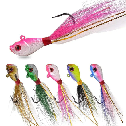 Fishing Bucktail Jigs Saltwater Lures Bucktail Jig Heads Striper Bass Bluefish Redfish Flounder Fishing Lure 0.5-2OZ