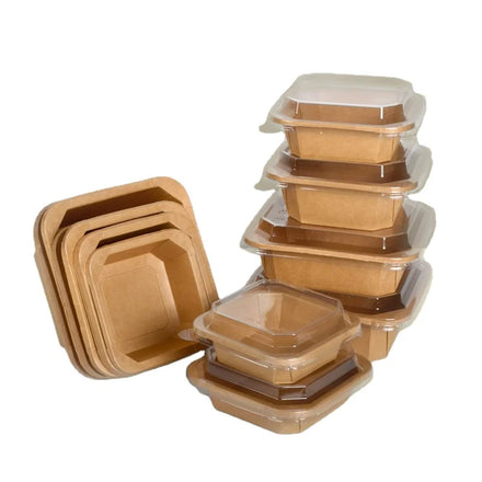 SenAng 500ml Octagonal Shape Disposable Paper Bowl 500ml Kraft Color Dessert Box