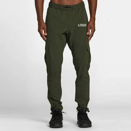 Custom Men's Nylon Elastic Waist With Turtle Drawstrings Windproof and Waterproof Cargo Pants.