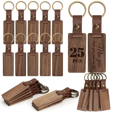 Wholesale Custom Laser Engraved Wooden Keychains Personalized Name on Blanks for Promotions & Carabiners