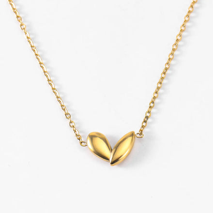 Waterproof Stainless Steel Leaves Chic Pendant Necklace Fashion Design Heart Pendant Necklace for Women