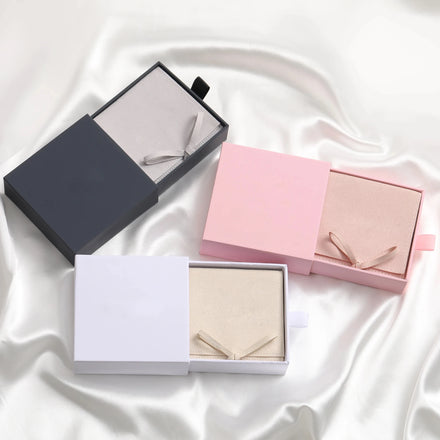 Box and Pouch Necklace Packaging Jewelry Box with logo Microfiber Jewelry Bag Pouch Drawer Bracelet Necklace Earring Box