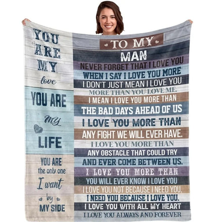 Valentines Day Gift to My Wife Husband Man Girlfriend Blanket Custom Photo I Love You Forever Super Soft Blankets King Size