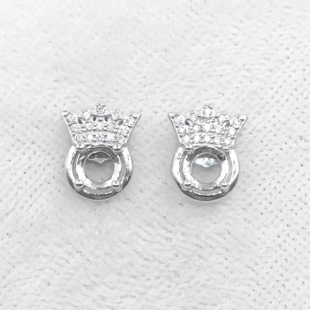 Sterling Silver 5*5mm Semi Mount Stud Earrings Empty Support Blank Claws Setting S925 Base Without Center Stone for DIY Inlay