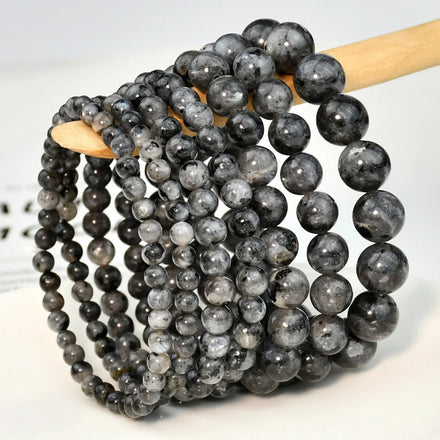 2024 New 4 6 8 10 MM Beaded Black Moonstone Bracelet Simple Elastic Rope Crystal Labradorite Bracelet Jewelry
