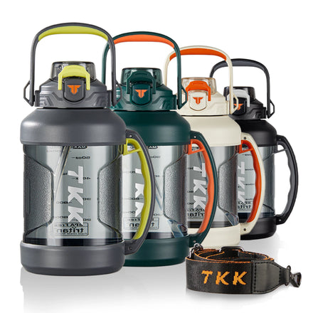 Large 2000ml/1 Gallon 64 Oz BPA-Free Sport Tritan Bottle Jug Straw Time Marker Dishwasher Safe Eco-Friendly Boiling Camping